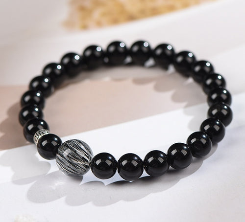 Natural Obsidian Crystal Bracelet: Stone of Protection & Transformation