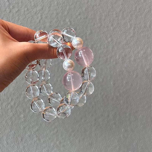 Harmony & Love Crystal Bracelet: Rose Quartz and Clear Quartz Fusion