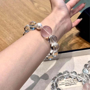 Harmony & Love Crystal Bracelet: Rose Quartz and Clear Quartz Fusion