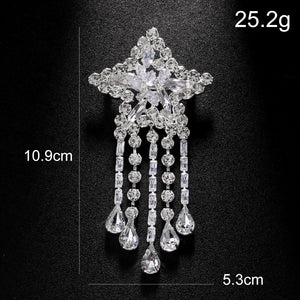 Shiny Crystal Earrings Star Tassels