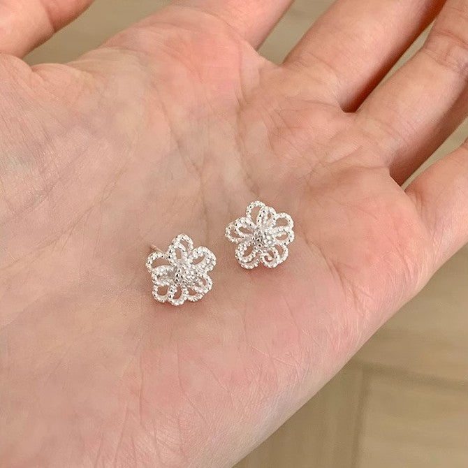 H3LL NO S925 Silver Flower Earrings