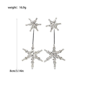 Shiny Crystal Earrings Snow Flakes Style