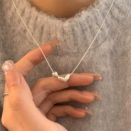H3LL NO S925 Silver Heart Shape Necklace Elegant