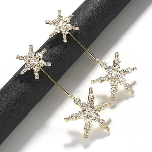 Shiny Crystal Earrings Snow Flakes Style