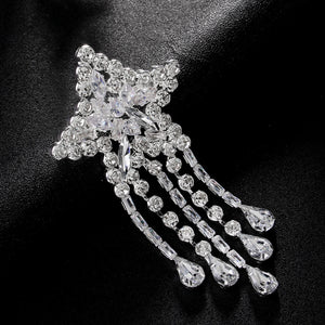 Shiny Crystal Earrings Star Tassels