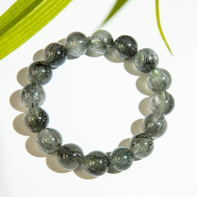 Natural Green Phantom Quartz Crystal Bracelet: Stone of Growth & Heart Abundance