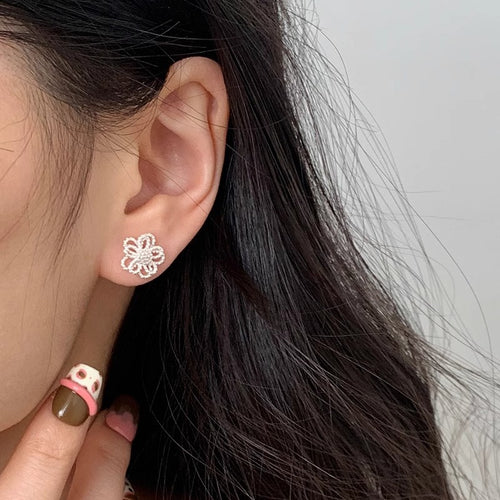 H3LL NO S925 Silver Flower Earrings
