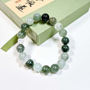 Green Phantom Quartz Crystal Bracelet: Stone of Growth & Abundance