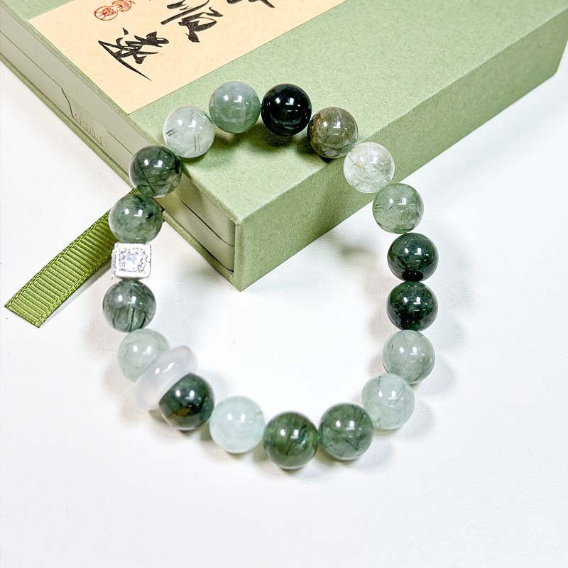 Green Phantom Quartz Crystal Bracelet: Stone of Growth & Abundance