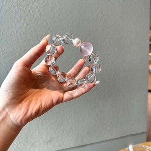 Harmony & Love Crystal Bracelet: Rose Quartz and Clear Quartz Fusion
