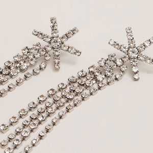 Shiny Crystal Earrings Snow Flakes Tassels