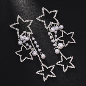 Shiny Crystal Pearls Earrings