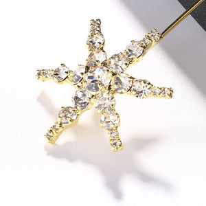 Shiny Crystal Earrings Snow Flakes Style