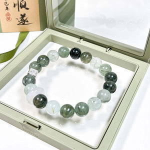 Green Phantom Quartz Crystal Bracelet: Stone of Growth & Abundance