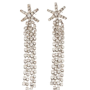 Shiny Crystal Earrings Snow Flakes Tassels