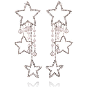 Shiny Crystal Pearls Earrings