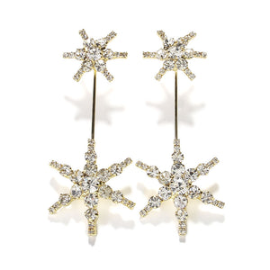 Shiny Crystal Earrings Snow Flakes Style