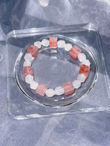 Blossom Harmony Crystal Bracelet: Rose Quartz & Strawberry Quartz Dual Stones of Love & Joyful Attraction