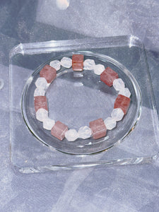 Blossom Harmony Crystal Bracelet: Rose Quartz & Strawberry Quartz Dual Stones of Love & Joyful Attraction