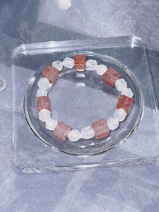 Blossom Harmony Crystal Bracelet: Rose Quartz & Strawberry Quartz Dual Stones of Love & Joyful Attraction