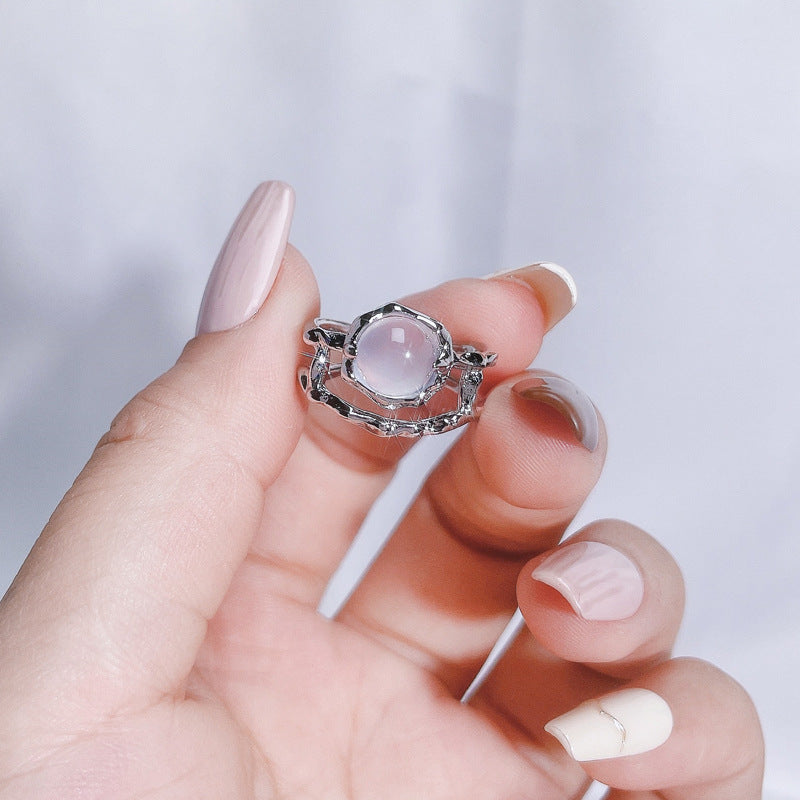 H3LL NO Sweet cool style candy color moonstone fashion open ring Unisex Women