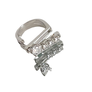 H3LL NO double layered open ring, light luxury, personality, Y2K versatile ring Women