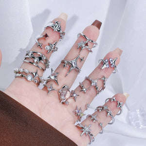 H3LL NO Simple and stylish irregular starry design with an open ring Unisex Women