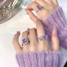 Load image into Gallery viewer, H3LL NO Cool Romantic Gentle Purple Sparkling Diamond Zircon Open Ring Female Ring Women