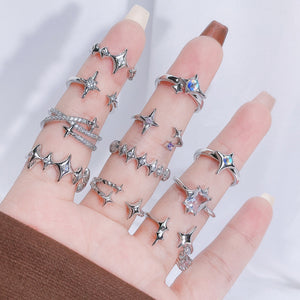 H3LL NO Simple and stylish irregular starry design with an open ring Unisex Women