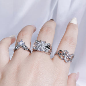 H3LL NO luxury, high sense of irregularity, love, full diamond temperament, index finger ring Women
