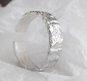 Unisex 100% S925 Sterling Silver Plated Gold Wrinkle Ring