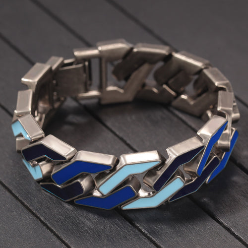 H3LL NO Simple hip-hop men's bracelet color drop oil retro silver geometric alloy jewelry
