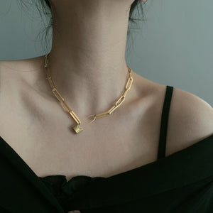 H3LL NO trendy unisex style necklace vintage chain chocker gold lock pin chain neck fashion jewelry