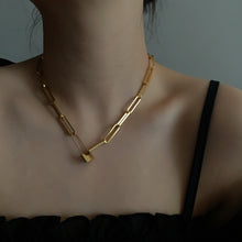Load image into Gallery viewer, H3LL NO trendy unisex style necklace vintage chain chocker gold lock pin chain neck fashion jewelry