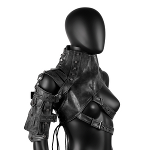 H3LL NO designer Steampunk leather armor shoulder bag unisex women