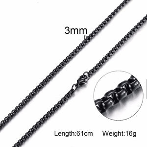 3mm Men's Stainless Steel Thick Golden Link Chain Necklace