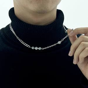 Original design pearl round bead titanium steel chain necklace