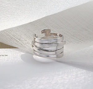 Unisex 100% S925 Sterling Silver Layers Ring