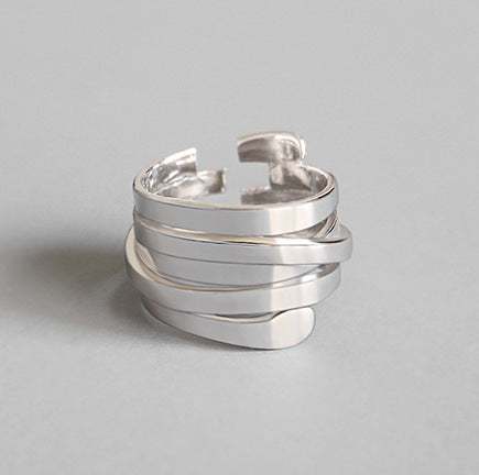 Unisex 100% S925 Sterling Silver Layers Ring