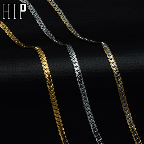 HIP Hop Gold Color Stainless Steel Curb Cuban Link Chain Necklace 50CM