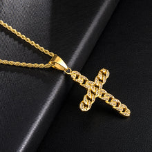 Load image into Gallery viewer, Bling Gold Color Cross Stainless Steel Rhinestone Necklace &amp; Pendants