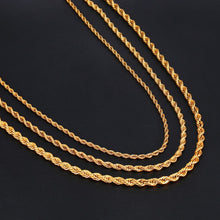 Load image into Gallery viewer, HIP Hop Rope Chain Necklace Twisted Stainless Steel