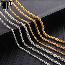 Load image into Gallery viewer, HIP Hop Rope Chain Necklace Twisted Stainless Steel