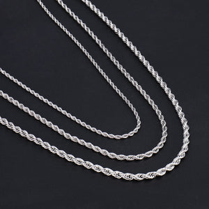 HIP Hop Rope Chain Necklace Twisted Stainless Steel