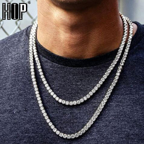 Rhinestone Choker Bling Crystal Tennis Chain Necklace Men Jewellery