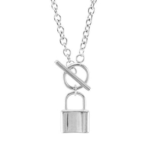 Unisex Jewellery Gold STAINLESS STEEL lock necklace padlock