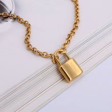 Load image into Gallery viewer, Unisex Jewellery Gold STAINLESS STEEL lock necklace padlock