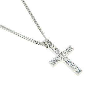 Hip Hop Bling Rhinestone Crystal Cross Pendant Necklace