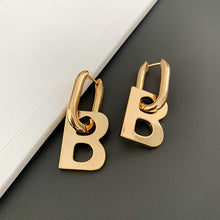 Load image into Gallery viewer, H3LL NO niche designer unisex B-shaped earrings gold color exaggerated pendant jewelry men womens
