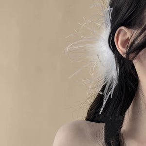 H3LL NO Super fairy white ostrich hair clip hairpin Female Minority design headwear